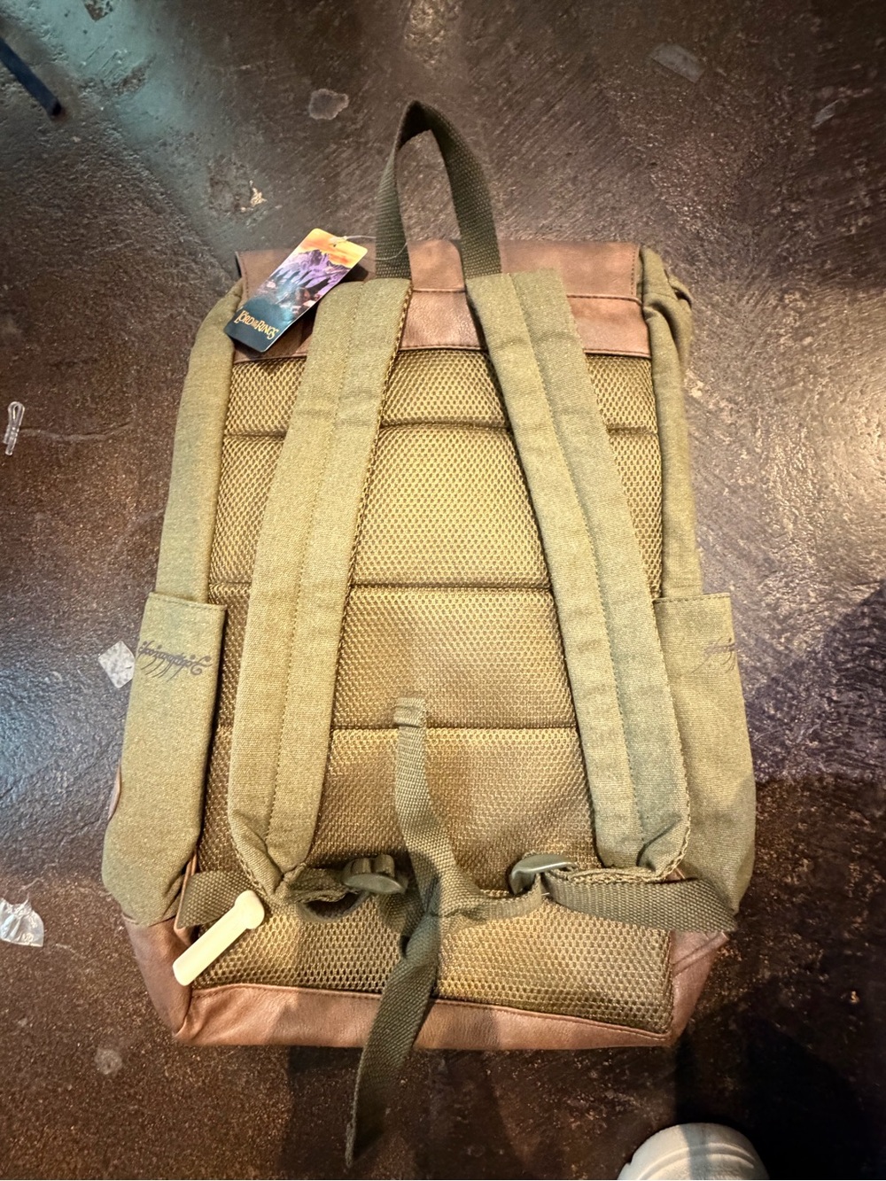 New Lord Of The Rings Canvas Backpack with Brown Faux-Leather Trim - Picture 3 of 3